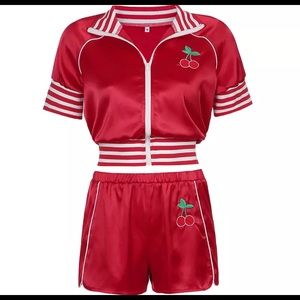 Cherry two piece short tracksuit